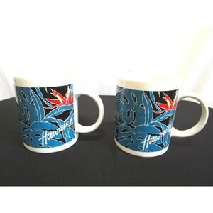 Set Of 2 VTG Hilo Hattie Hawaii Bird of Paradise Flower 12 oz Coffee Mugs